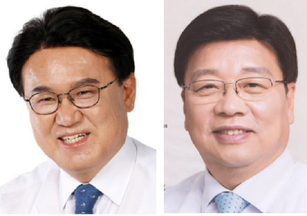 황운하 더불어민주당 국회의원(왼쪽)과 권선택 전 대전시장[ 사진= 본지DB].png
